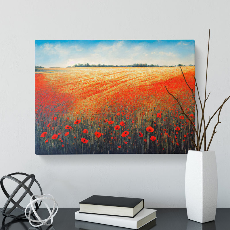 Magnificent Poppy Field Flowers - Wrapped Canvas, 35cm H x 50cm W x 3cm D
