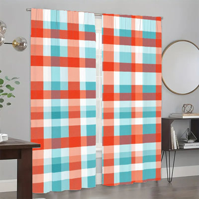 2 pièces rideaux à carreaux, fenêtre à carreaux vichy coloré pour le salon chambre à coucher, passe-tringle de cuisine, filtrage de la lumière, décoration de maison de campagne moderne, décoration intérieure, protection de la vie privée