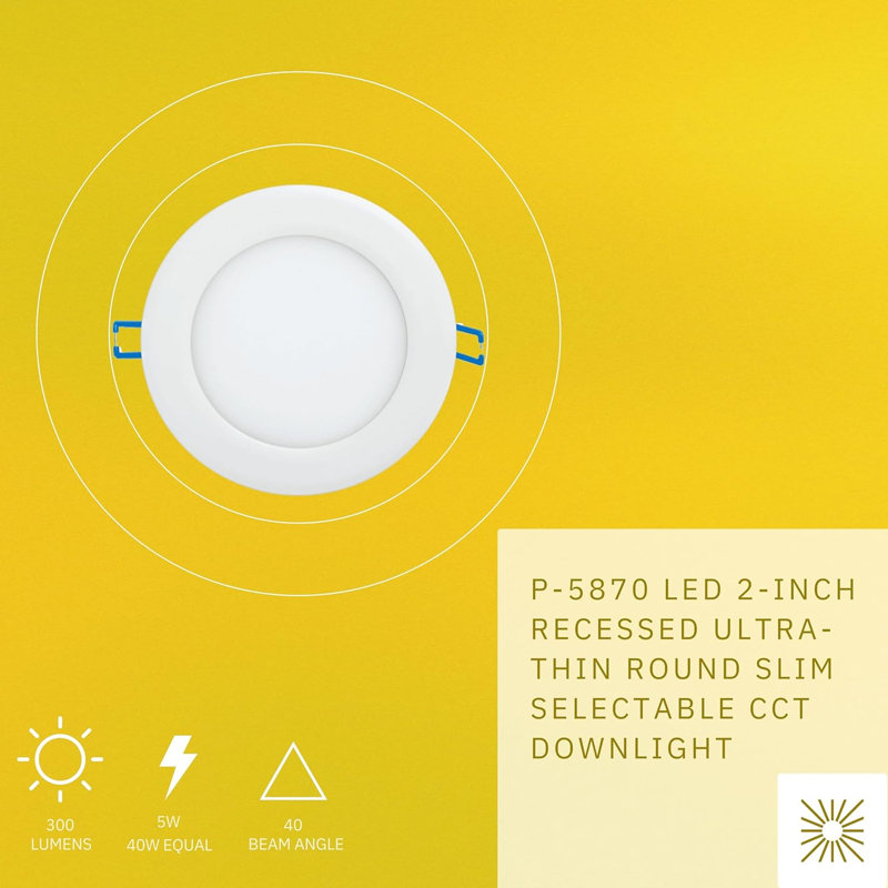 2'' Selectable Color Temperature 5 Watt Dimmable Air-Tight IC Rated Standard Recessed Lighting Kit
