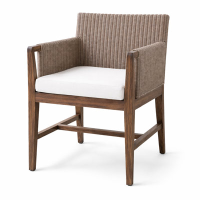 Chaise de patio d'extérieur en teck avec coussin Salyer