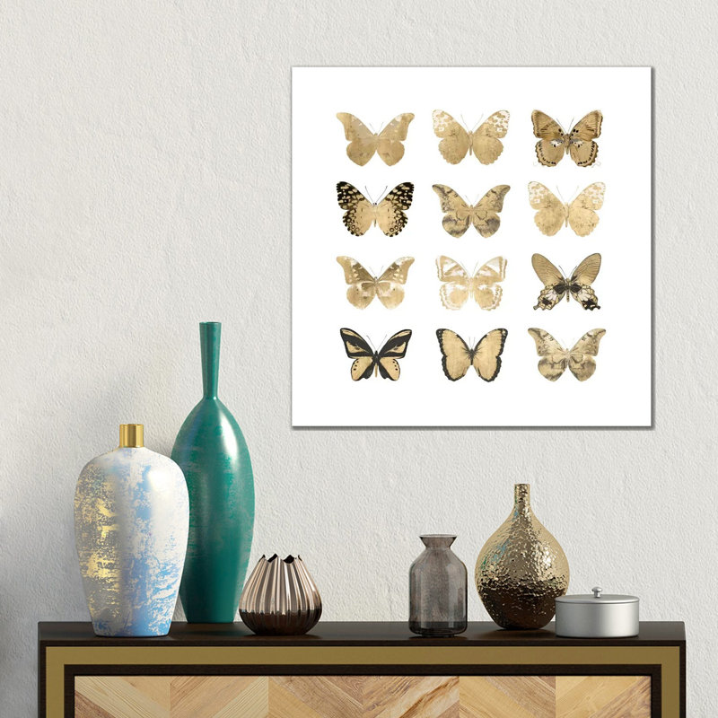 Butterfly Study In Gold II by Julia Bosco - Gallery-Wrapped Canvas Giclée on Canvas, 45.72cm H x 45.72cm W, Wrapped Canvas