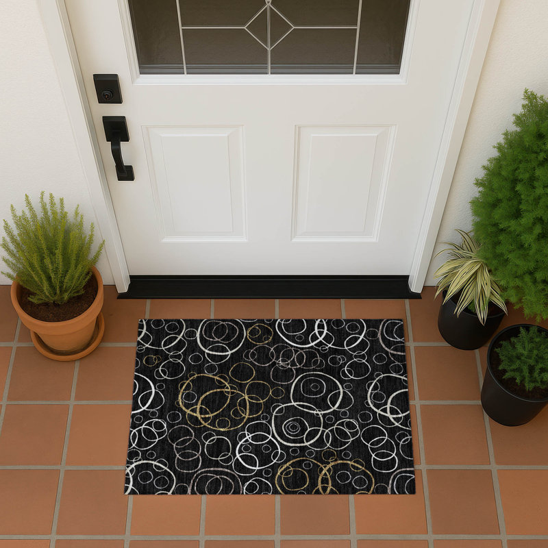 Machine Washable Indoor/Outdoor Kugler ACN2408 Geometric Rug, Rectangle 1'8" x 2'6"