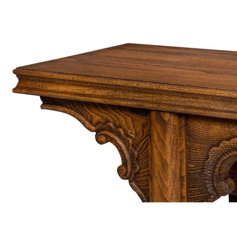 Brown Solid Beech Wood Rectangular Console Table