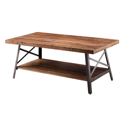 Table basse Janiyah 1-Shef en chêne vieilli et noir sable