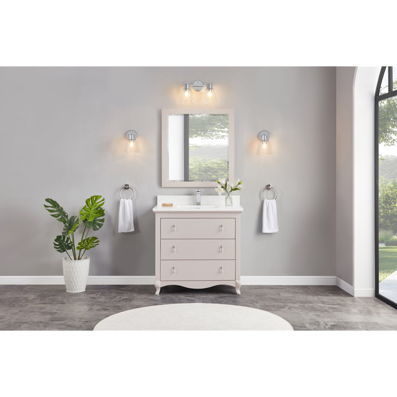 36" Cadet Finish Solid Wood Sink Vanity  With 1' Artificial Stone Top, Dreamy White