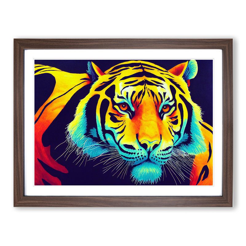 Colourful Tiger Vol.4 Abstract - Framed Print, Walnut Framed, 46cm H x 64cm W x 2cm D