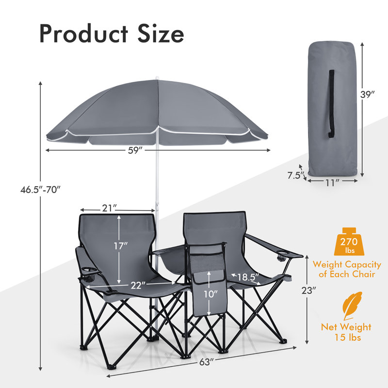 Ahmarie Folding Camping Chair, Gray