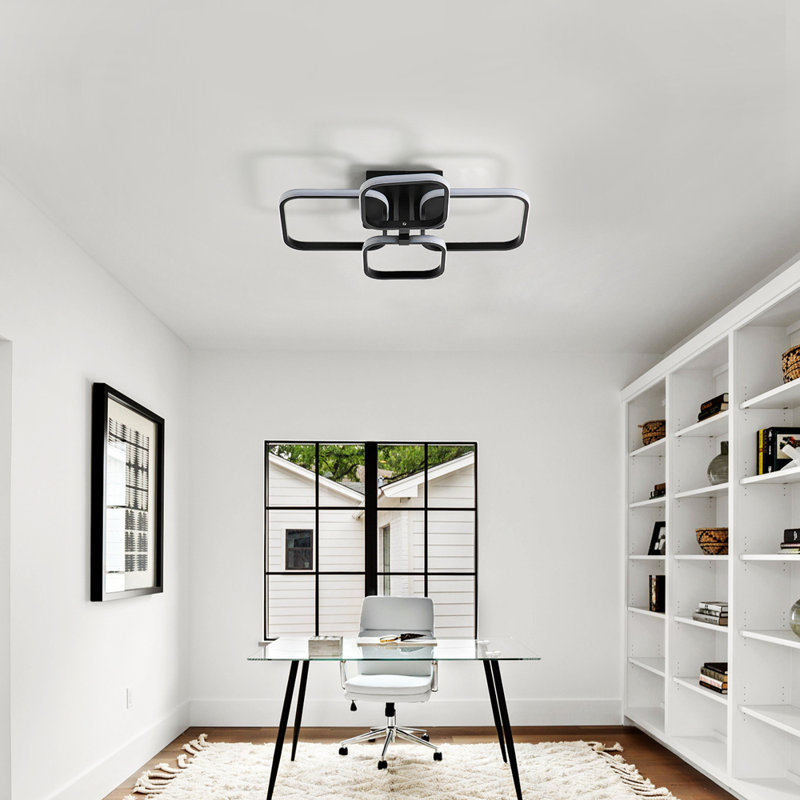 Hessville 4-Light  58cm LED Flush Mount Ceiling Light, Black, 6000K