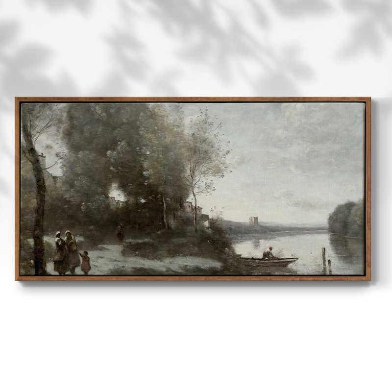 Série paysage - DLXV III - Toile tendue avec châssis encadré - Prêt à être accroché, H 21 po x l 41 po, Noyer
