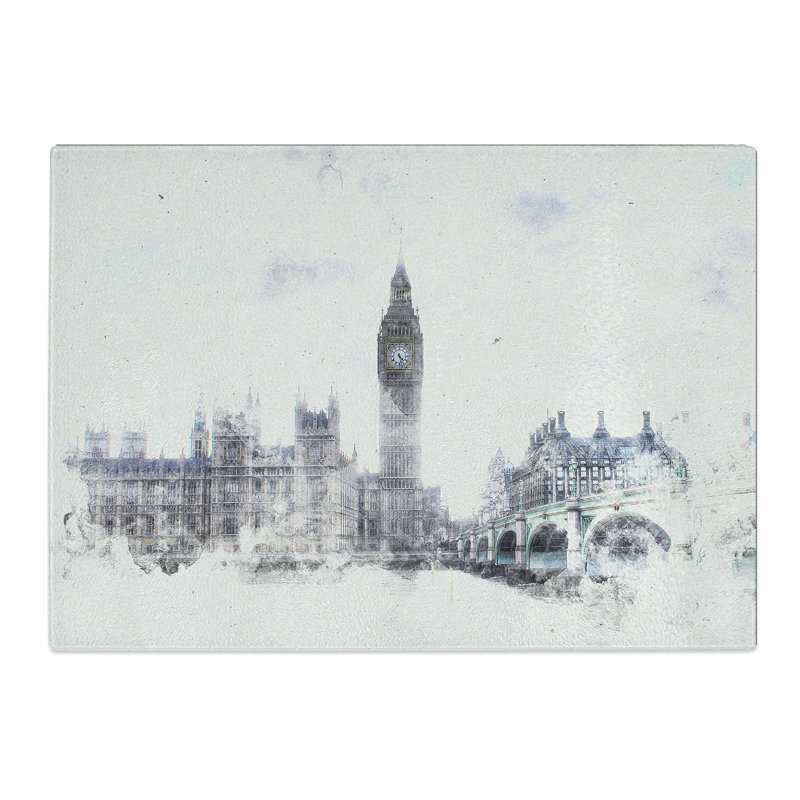 Tempered Glass the Houses of Parliament London Chopping Board, 20 cm x 28.5 cm