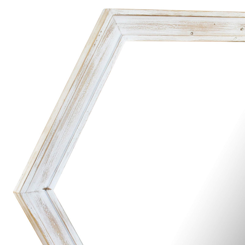 Alfret Wood Flat Wall Mirror, Worn White