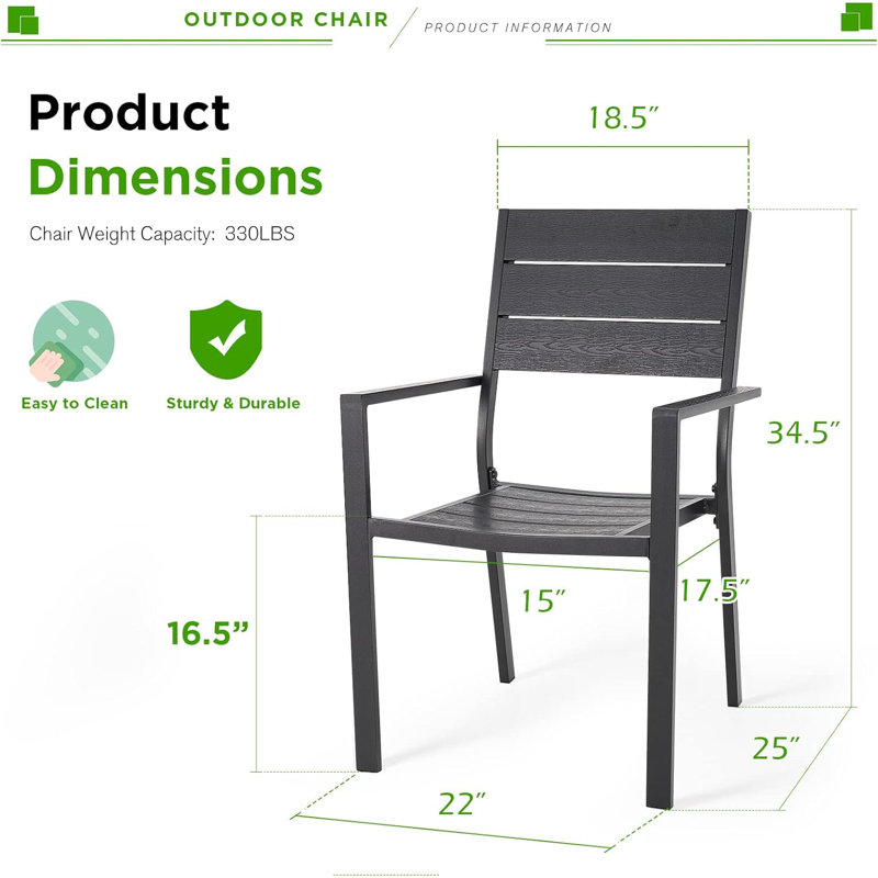 Chaise de salle à manger d'extérieur empilable en métal Heyes