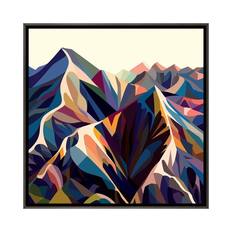 Montagnes, reproduction d'art murale sur toile encadrée, Gris, Reproduction encadrée sans toile tendue, H 18 po x l 18 po