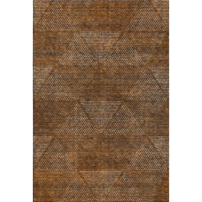 Premium Machine Washable Prisco Terracotta Rug