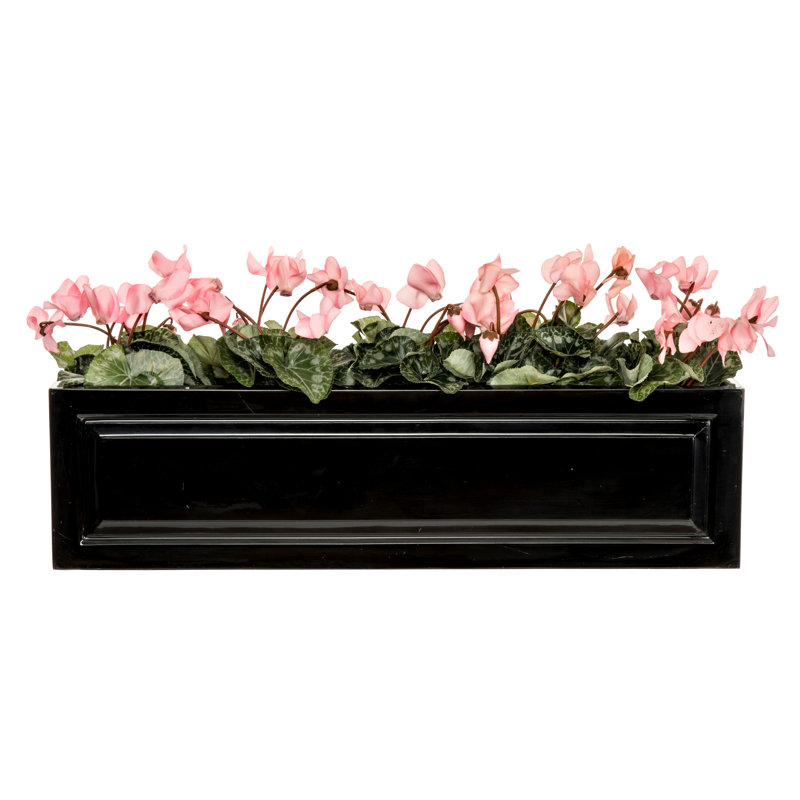 Haldeman Fiberglass Window Box Planter, Black, 20cm x 20cm x 122cm