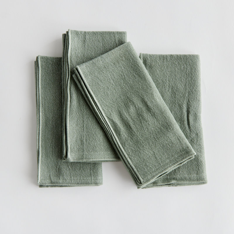 Serviettes de table Olenna Feuille, Bordure unie, Couleur unie