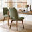 Dining Chairs Set Of 4, Modern Upholstered Kitchen Chairs With Unique Cutout High Back & Wood Legs, Comfortable Fabric Side Chair For Dining Room, Living Room Green-1099090795