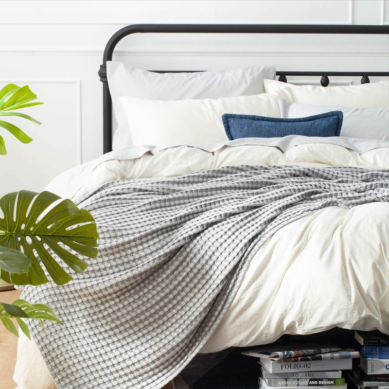 Bedsure 279gsm Cotton & Rayon from Bamboo Waffle Blanket GentleSoft™️, Queen, Warm Taupe