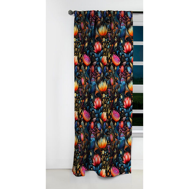 Motif botanique néon botanique I - Rideau floral - Rideau occultant floral - 1 panneau, L 52 po x L 108 po