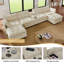 Canapé modulaire de 154 po avec repose-pieds en nuage avec repose-pieds modulaires en U de 154 po, canapé modulaire surdimensionné moderne en velours côtelé 6 places avec console centrale Port USB, beige-940497909
