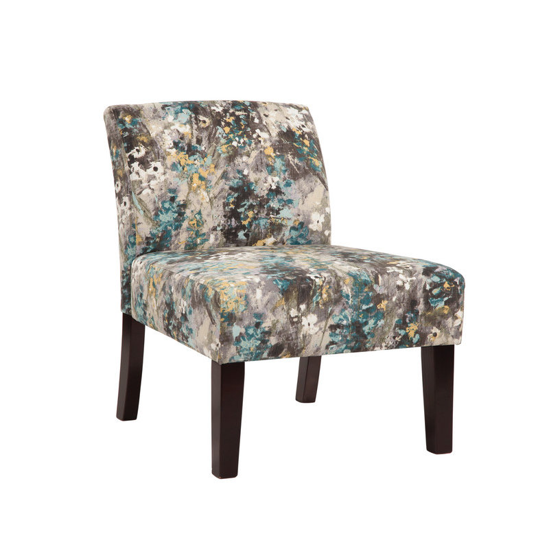 Javi Avington 26" Wide Armless Slipper Chair, Wonderland Gray and Teal