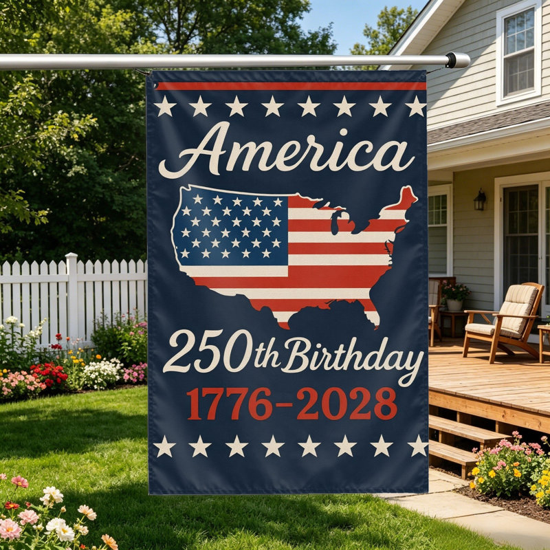 Drapeau décoratif America Anniversary, 35 po x 24 po / 90 x 60 cm avec œillets