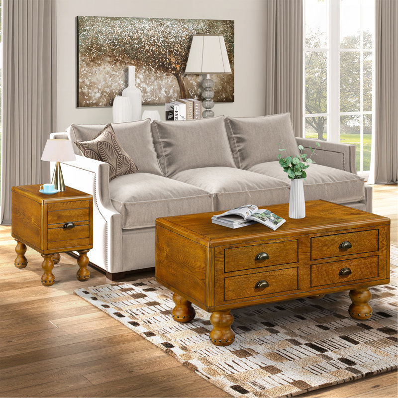 Table de bout en bois massif, table de bout rectangulaire étroite de 23,6 po avec tiroir, table de chevet rétro pour petits espaces, salon, chambre à coucher, assemblage facile