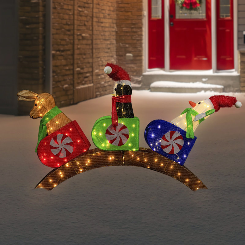 Décoration de Noël sous-verre lumineux pour amis de l'hiver, 4,5 pi, blanc chaud DEL