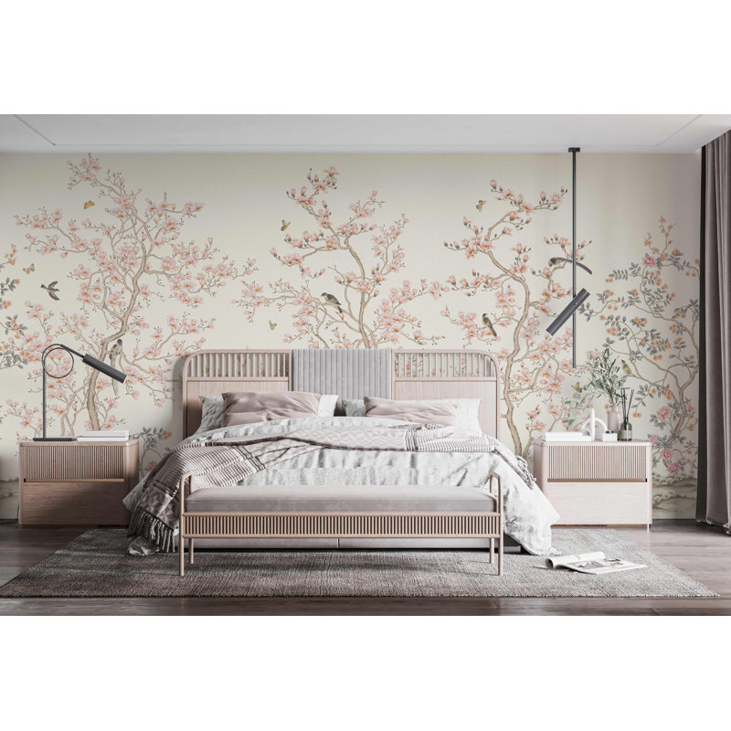 Papier peint chinois Serene Blossom, Rose, L 66 po x l 122 po