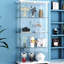 Vitrine à 4 tablettes et 2 portes en verre blanc avec poussoir à DEL, verrouillable, verre trempé de 5 mm, plancher pour chambre à coucher et salon, très grand espace de rangement de 8,5 pieds cubes, 12 couleurs vives
