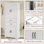 Armoire de rangement blanche multifonctionnelle avec portes d'armoire, tablettes et tiroirs doubles; Tablettes réglables.-334158274