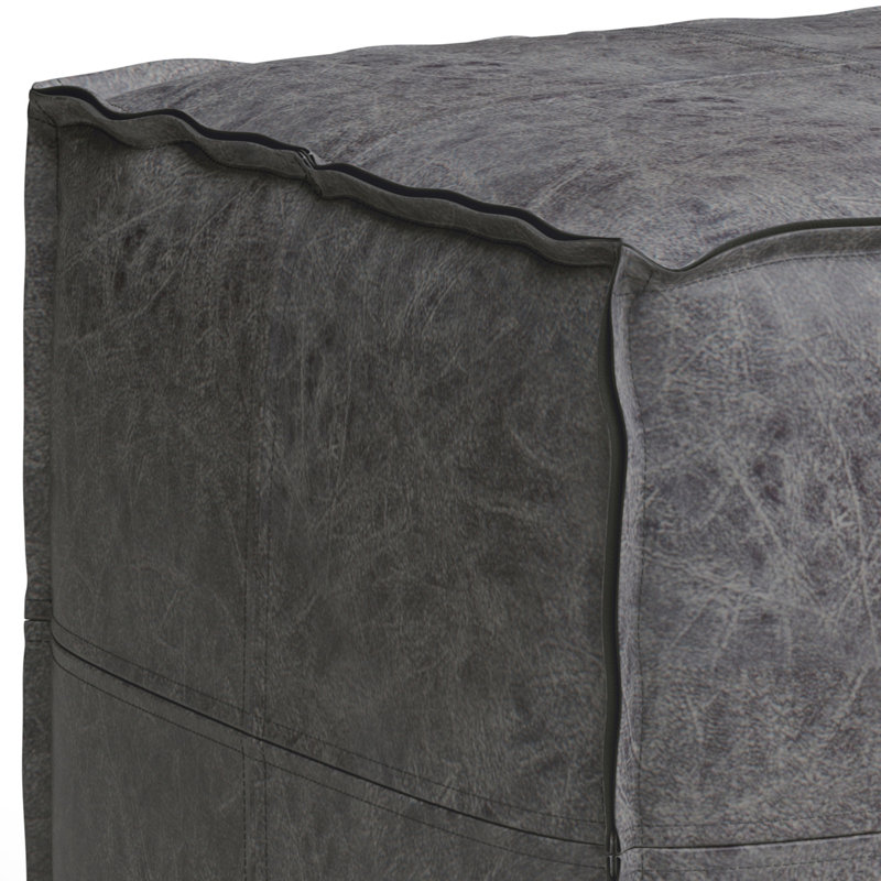 Square Pouf - Distressed, Dark Gray