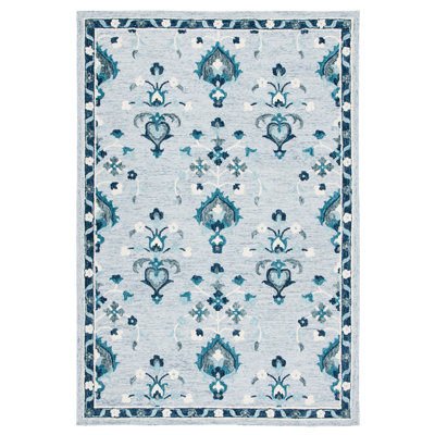 Oriental Handmade Tufted Wool Blue Area Rug