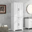 Bathroom Storage Cabinet with Doors and Drawer, Multiple Storage Space, Adjustable Shelf, White-1990592369