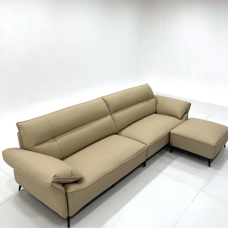 Canapé modulaire kaki en cuir véritable, H 35,43 po x l 110,24 po x P 39,37 po