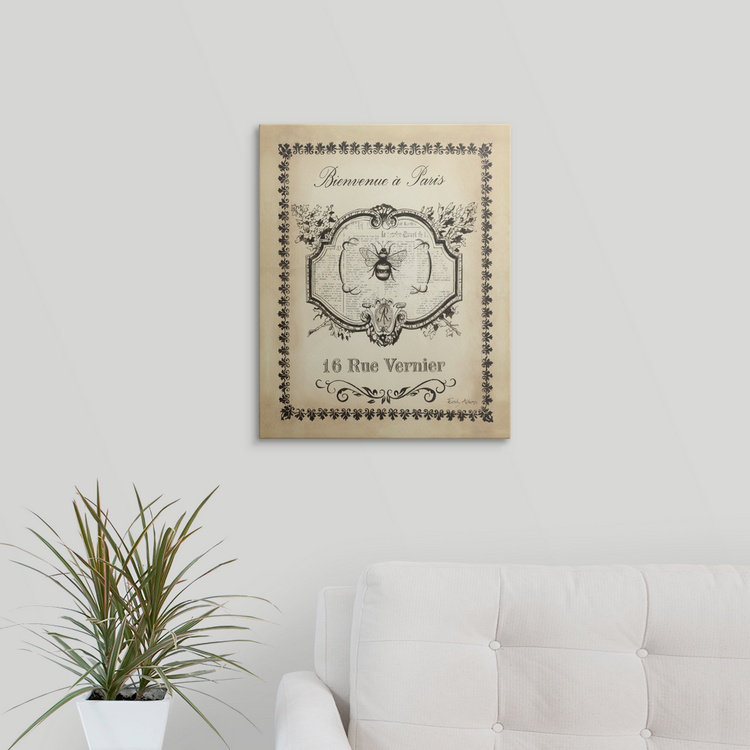 «Paris Bees I», impression, H 20 po x l 16 po x 1,5 po, Toile