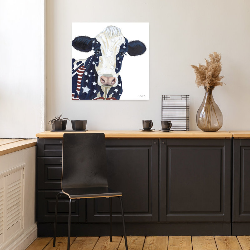 Art contemporain vache liberté, H 18 po x l 18 po