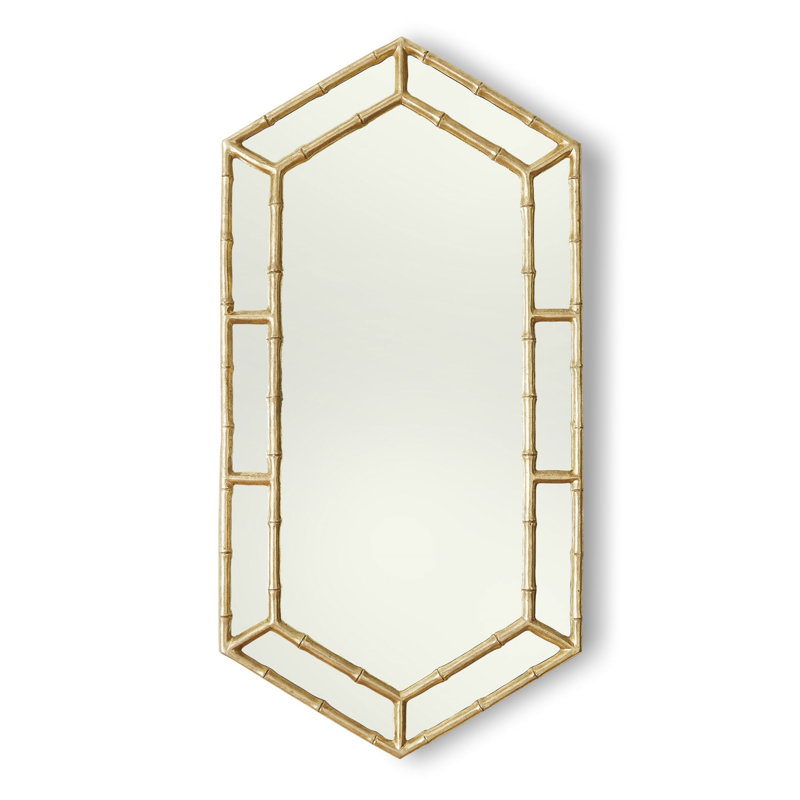 Bamboo Hexagon Mirror-Gold Leaf-Tall, 48" x 24"