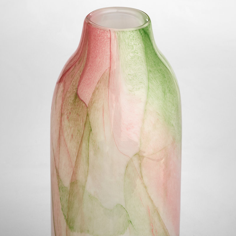 Fern Handmade Glass Table Vase, 18" H x 5.5" W x 5.5" D