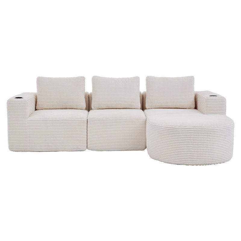 2 Seater Corduroy Sofa, Beige