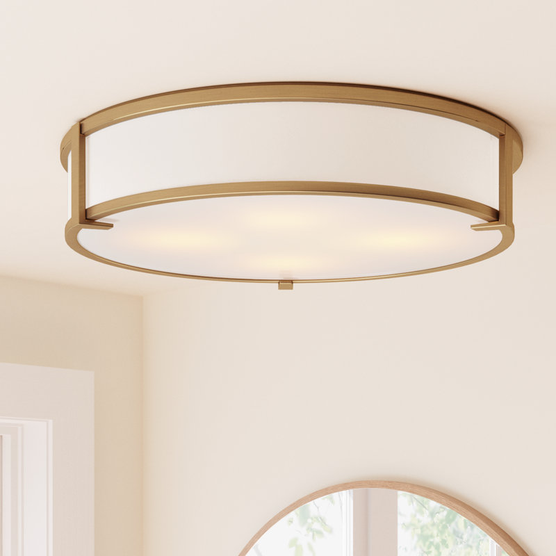 Romona Glass Flush Mount, Brushed Bronze