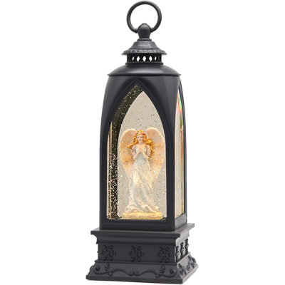 Musical Angel LED Christmas Snow Globe Lantern with Timer