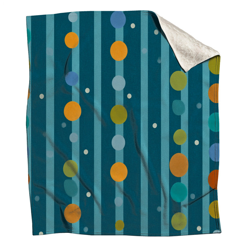 Polka Dots Fleece Throw Blanket - Pattern Throws for Sofas or Beds, 60in W x 80in H