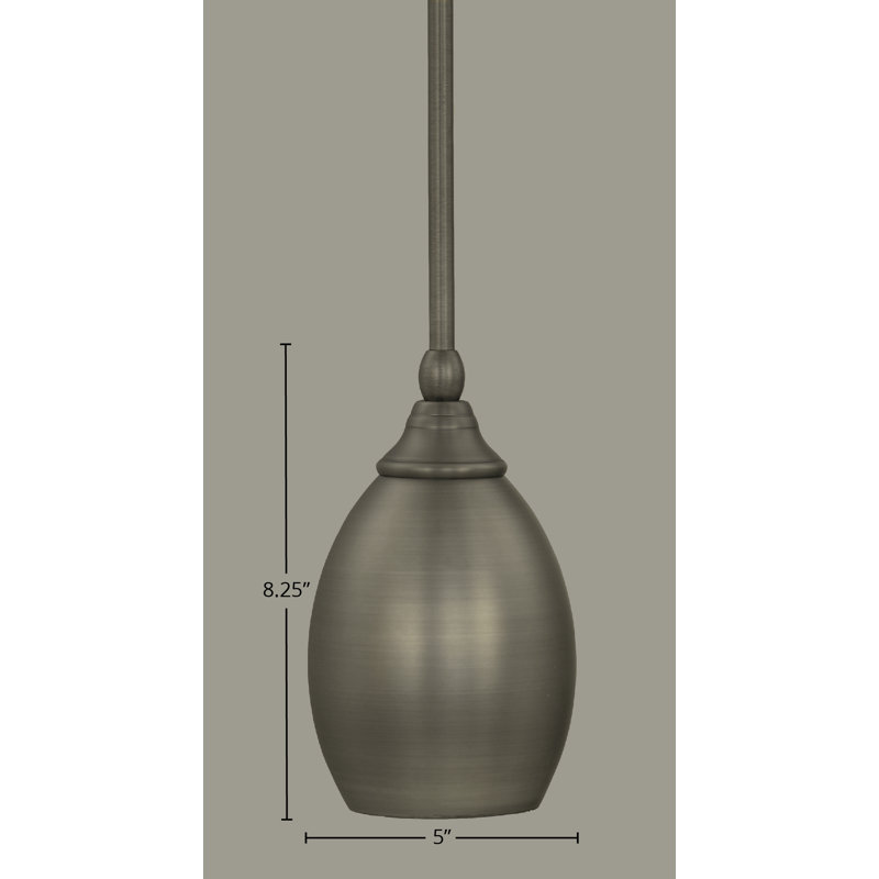 Congdon Stem Hung Mini Pendant With 5” Oval Metal Shade, Brushed Nickel