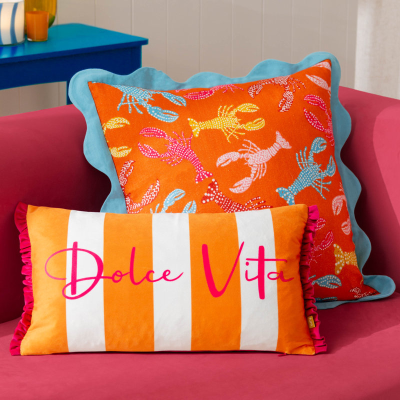Crustaceans Abstract Square Cushion, Orange