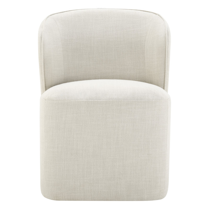 Niha Upholstered Dining Chair with Casters, Effie Linen Performance Linen