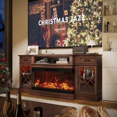 Meuble télé 70 po avec 2 tiroirs et minuterie Farmhouse