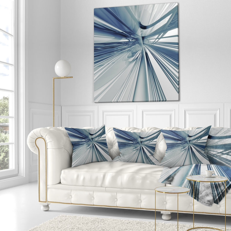 Art texturé bleu 3D - coussin abstrait imprimé, 16 po x 1 po, Carré
