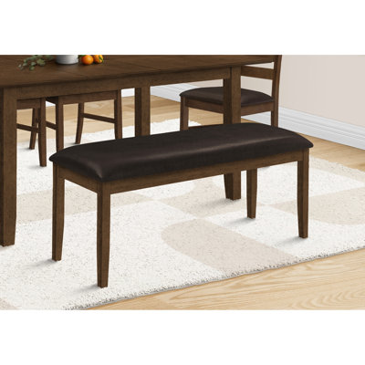 Banc 48 po rectangulaire en cuir brun texturé - Fabrication en bois massif pour siège de cuisine élégant et rembourré