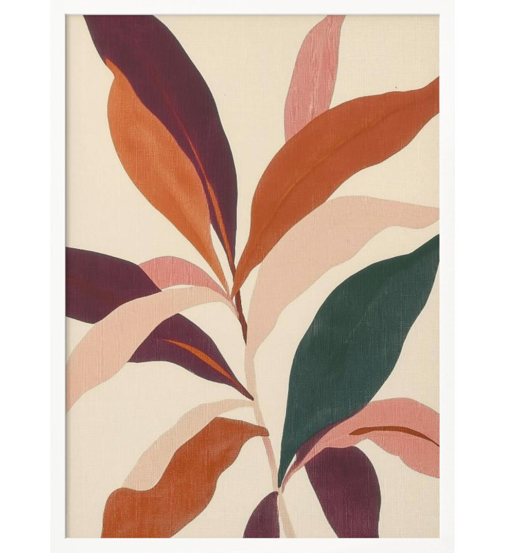 «Abstract Plants», art mural texturé encadré, Blanc, H 24 po x l 18 po